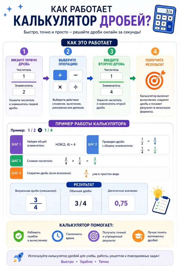 Как работает калькулятор дробей